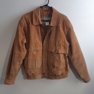 Vintage Mountain Ridge Genuine Leather Jacket Brown - 90s Bomber Style - Men's L